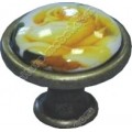 ручка-кнопка KS-018 мат.золото "Желтые розы" керамика 
